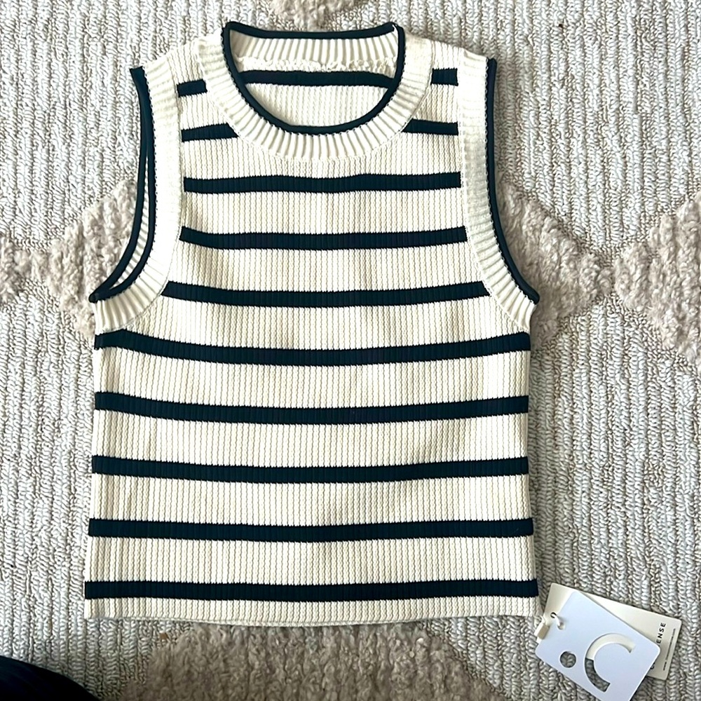 Commense striped cropped sweater shirt